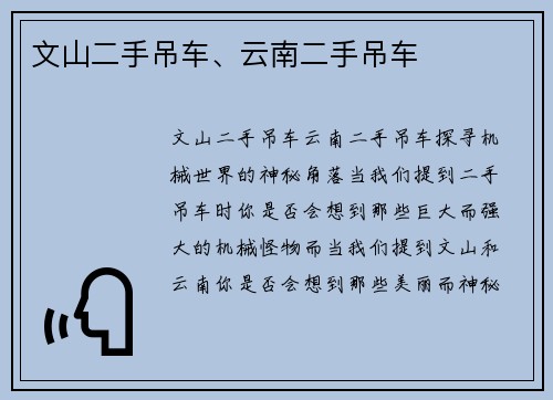 文山二手吊车、云南二手吊车