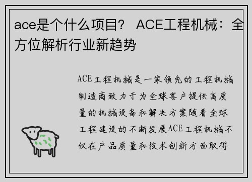 ace是个什么项目？ ACE工程机械：全方位解析行业新趋势